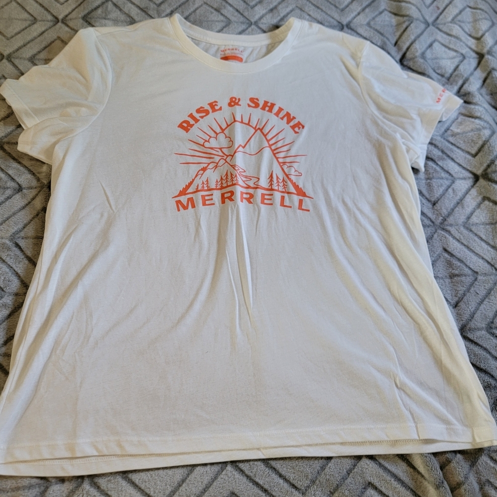 Merrell Womens White Rise & Shine Graphic Short Sleeve T-shirt Size XXL